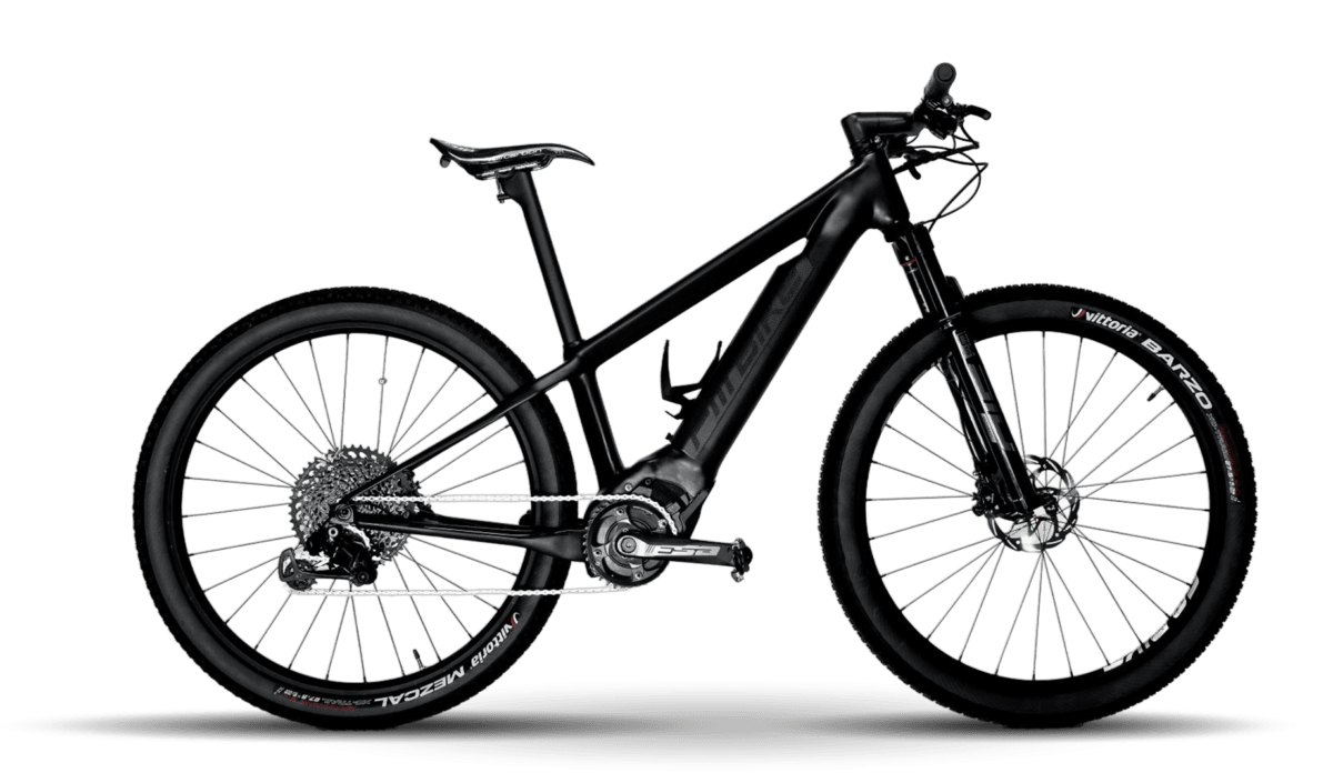 bici elettrica modello doctor spe telaio nero opaco con scritta FM Bike vista laterale