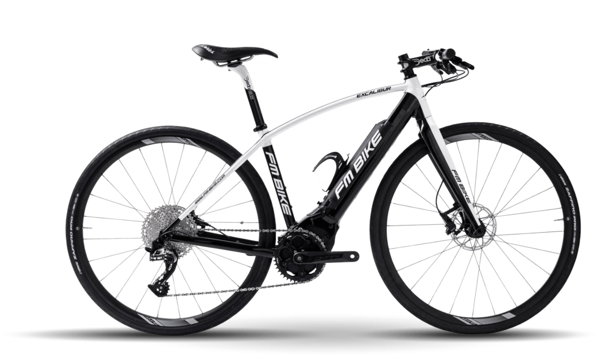 bici elettrica gravel modello energy egx con telaio nero e bianco vista laterale