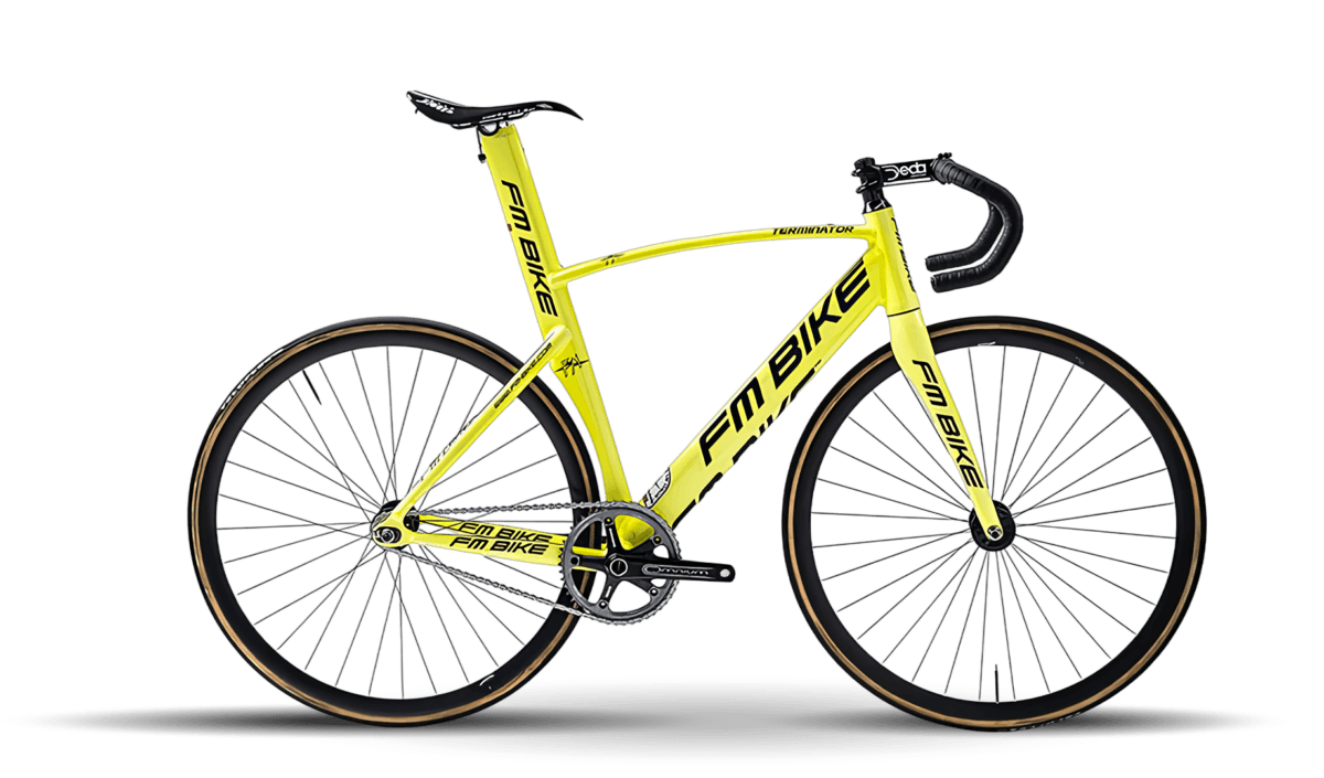 bike da pista modello tnt giallo fluorescente vista laterale