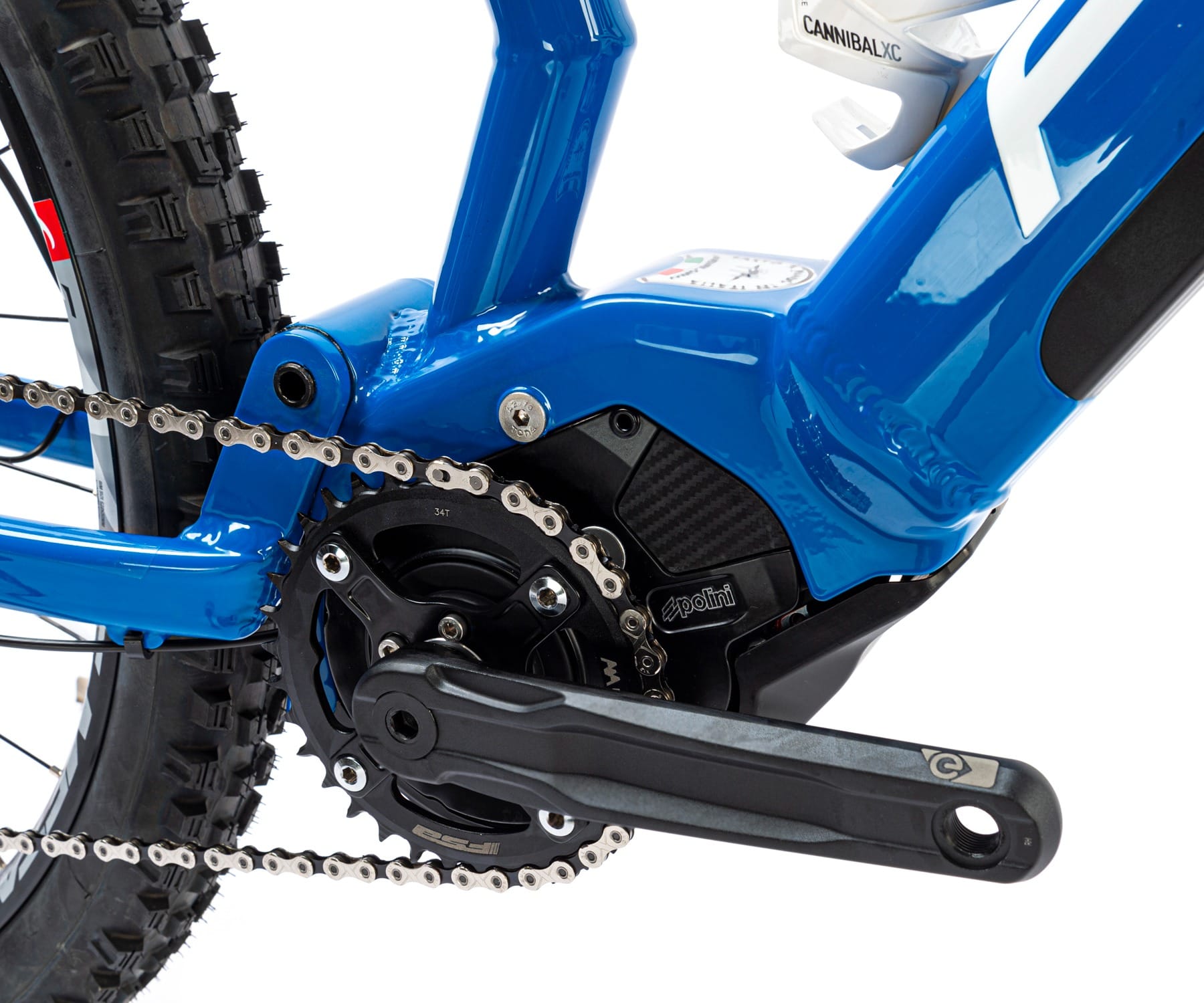 ebike mtb modello venom 720 dettaglio zona movimento centrale e motore Polini