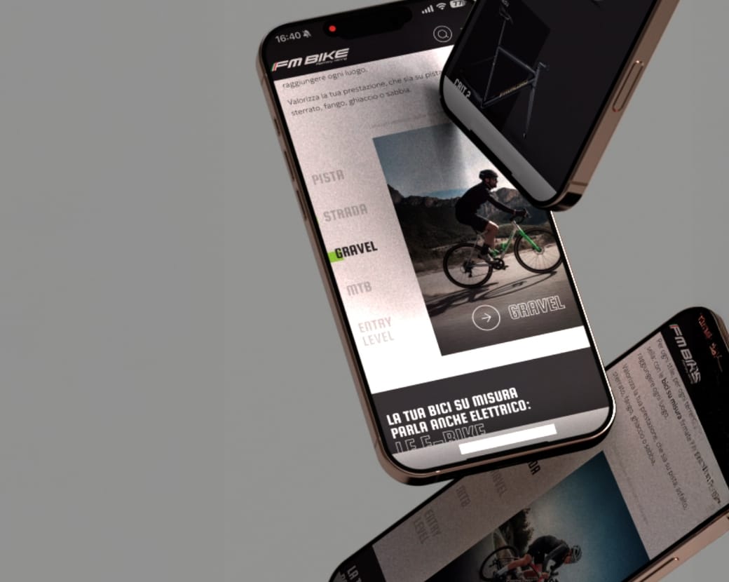 schermata del telefono con il nuovo sito di FM Bike